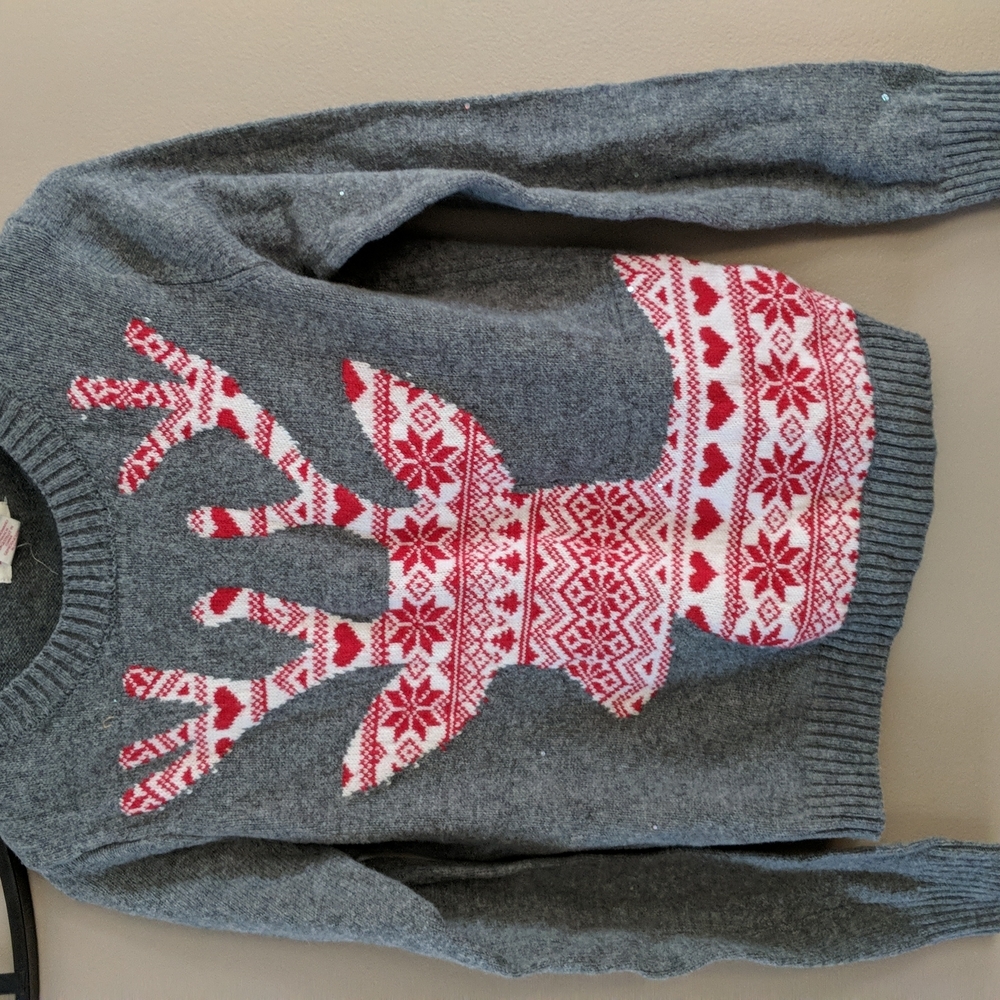 Yes Lola reindeer holiday sweater with glitter - Picture 3 of 9